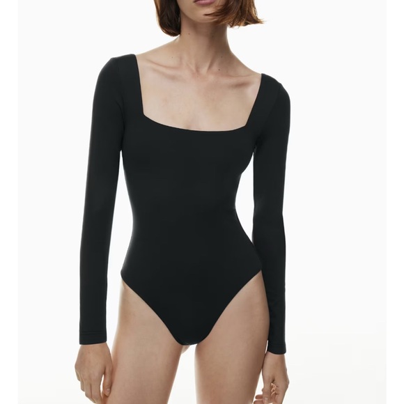 Aritzia Babaton Contour Black Square Neck Long Sleeve Bodysuit. Size small. - Picture 1 of 3
